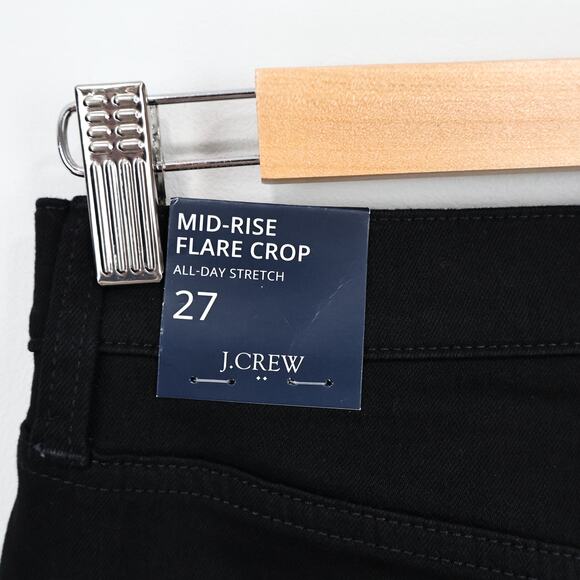 J.Crew Factory Mid Rise Flare Crop All Day Stretch Black Jean Size 27 NWT - Picture 8 of 9